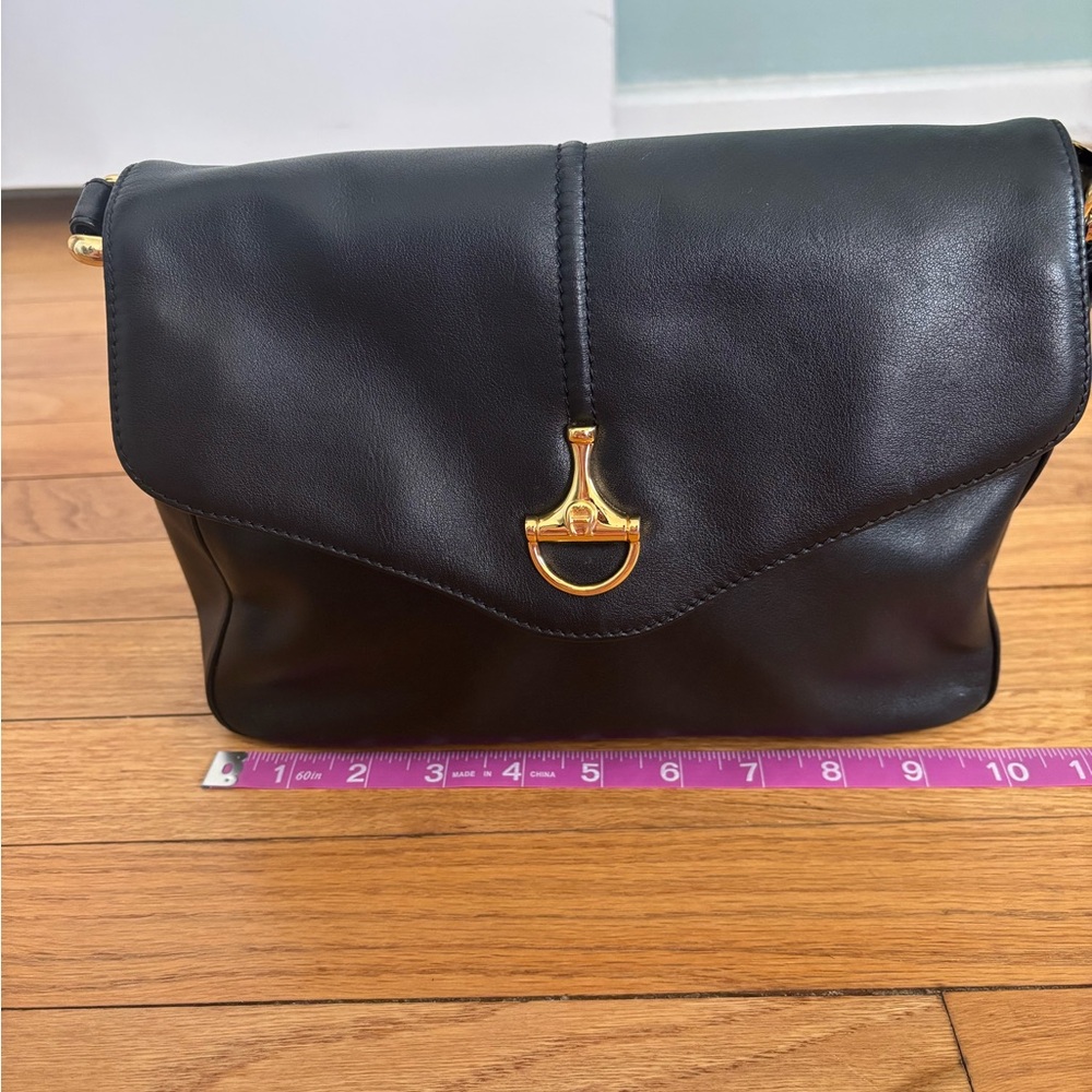Vintage Black Leather Etienne Aigner Shoulder Bag - Picture 10 of 11
